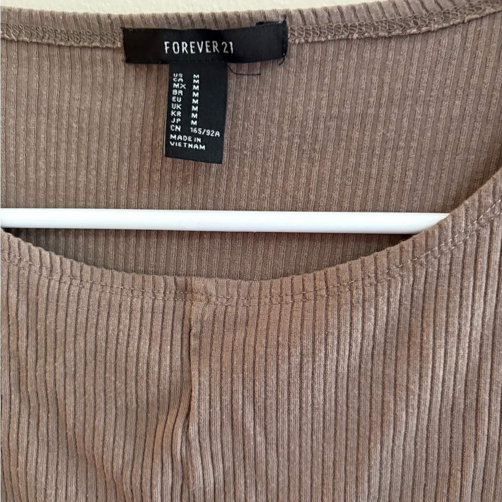 Forever 21 Brown Ribbed Crop Top - Picture 2 of 3